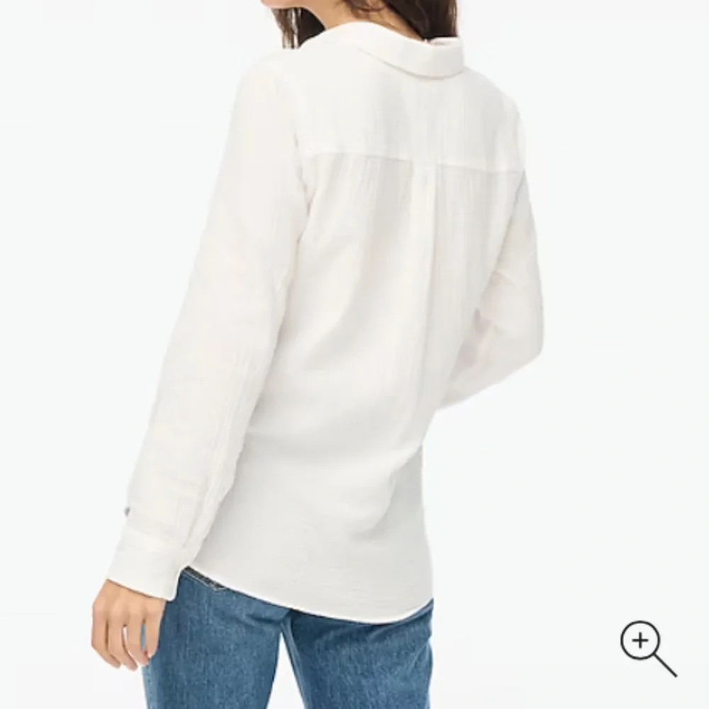 J. Crew White Button-Down Cotton Gauze Shirt, XS